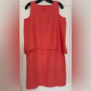 Habitat Clothes To Live In Dress Women Linen Shift Sleeveless Coral Small. 1446